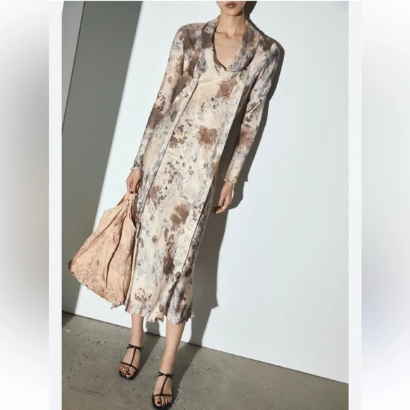 Zara ANIMAL PRINT BOWS DRESS ZW COLLECTION Size Large | MULTICOLORED NWT - Picture 4 of 5